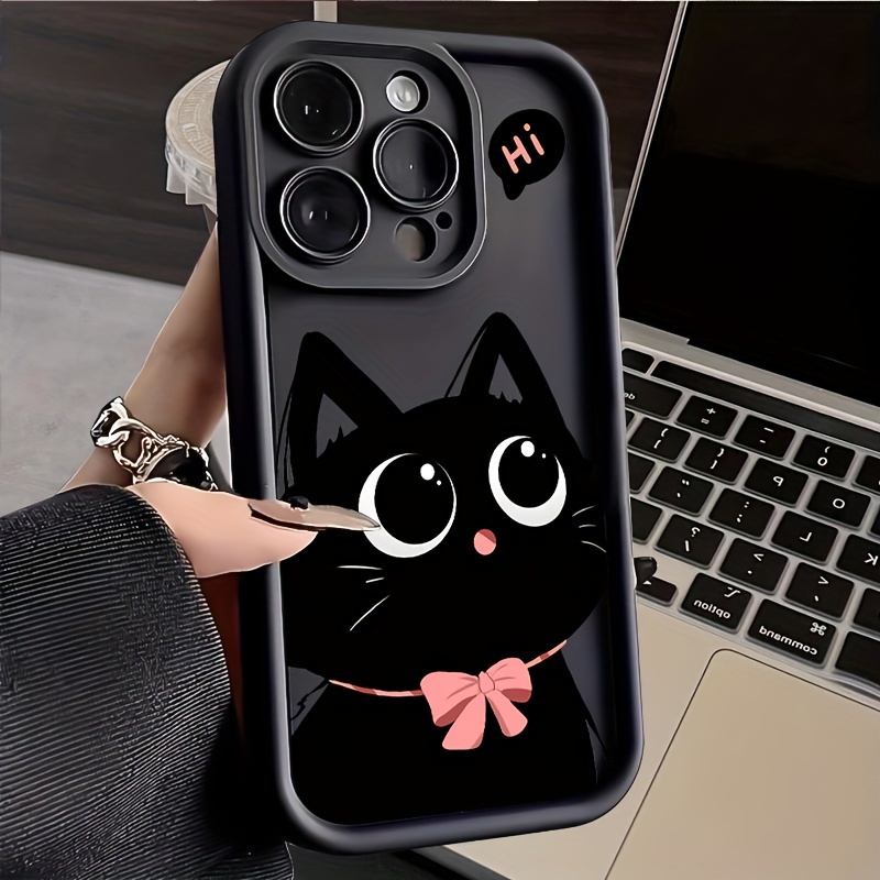 Phone Case: Adorable Feline Design, Easy to Grip, Sturdy And Fashionable, Premium Protective Phone Case, Compatible with iPhone 16/ 15/ 14/ 13/ 12/ 11/ X/ 7/ 6 Models, Available in Black/ White Background, Safeguards Lens, Shock, Anti-Slip